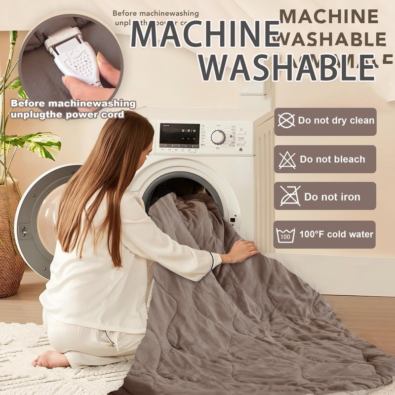 Heated Blanket King Size 90"x104", 6 Heat Levels, 10H Auto-Off,