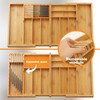 BAMEOS Expandable Silverware Drawer Organizer with Removable Knife Blocks, Bamboo