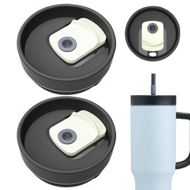AESKEIA 2 Pack Tumbler Lids Replacement for 40oz Owala Cup, Replacement Spill Proof Splash Resistant Tumbler Lid, Reusable Tumbler Covers for Owala Cup Accessories(Black-Beige, 40oz)