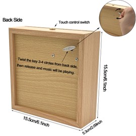 Wind Up Music Box -SpAway Always with me, 6x6 Wood Picture Frame Lamp Rechargeable 3-Color Touch LED Night Light Musical Gift for Valentine's Day Anime Fans Home Desktop Display