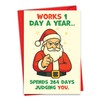 NobleWorks Funny Christmas Greeting Card with 5 x 7 Inch