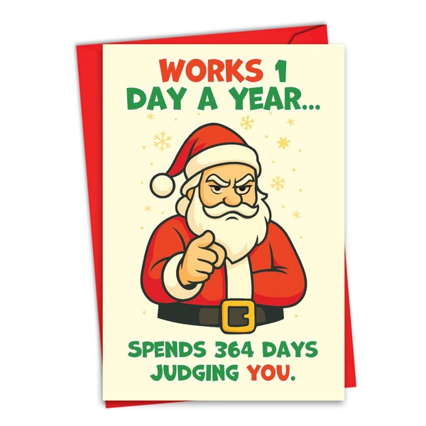 NobleWorks Funny Christmas Greeting Card with 5 x 7 Inch