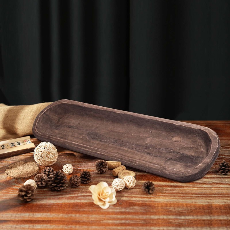 QIELSER Decorative Wooden Dough Bowls, Long Natural Root Hand Carved