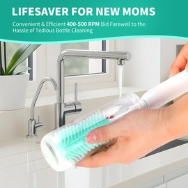 Electric Bottle Brush Cleaner,Electric Baby Bottle Brush Cleaner with Formula Mixer, Silicone Bottleneck brush,Nipple&Straw Brush, Soap Dispenser, Drying Rack -Perfect Baby Essentials After Birth Gift
