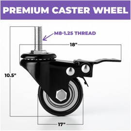 Liquid Stands Keyboard Stand Caster Wheels Set of 4 Replacement Locking Heavy Duty Wheels with Brake - Piano Stand Parts and Accessories