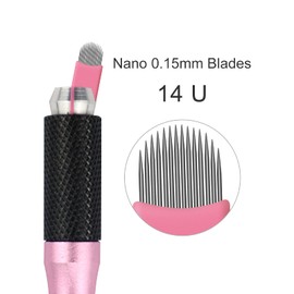 Pack of 50 Disposable Pink Microblading 0.15 mm Nano Needles Perfect for Hair Strokes Eyebrows Thinnest Needles on the Market (14U)