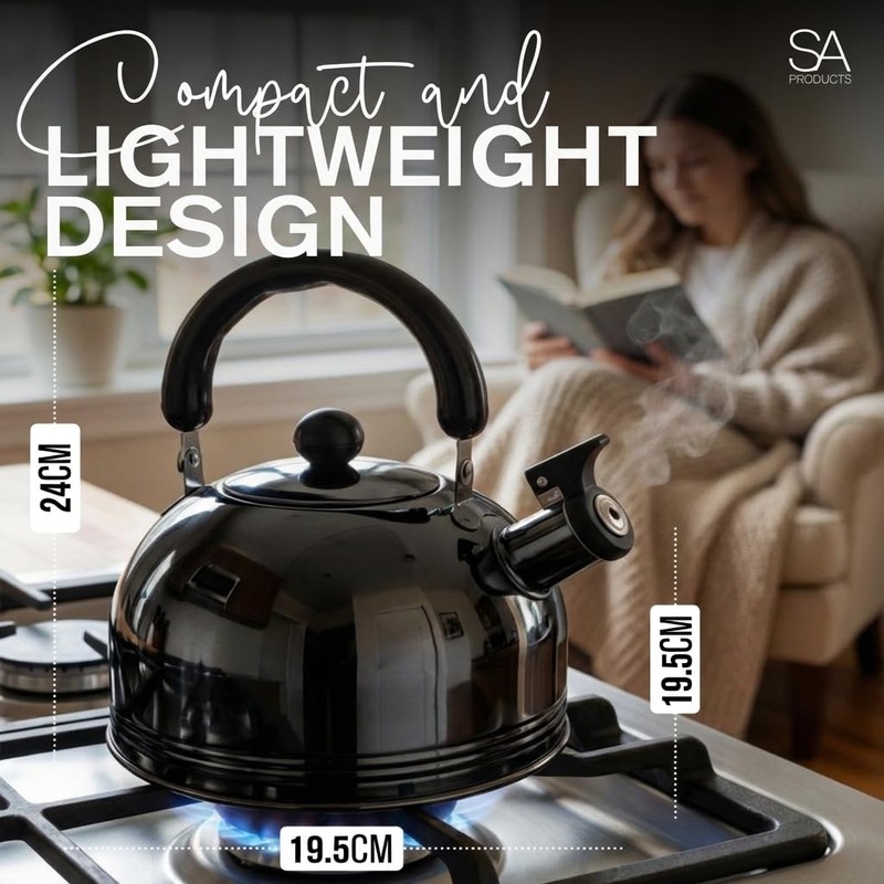 SA Products Camping Kettle 3L - Stainless Steel Whistling Kettle