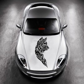 Vinyl Decals for Car Hood Animal Tribal Flame Wild Fox Tattoo Patterns Sticker Art Any Vehicle Window Graphics Mural (4804)