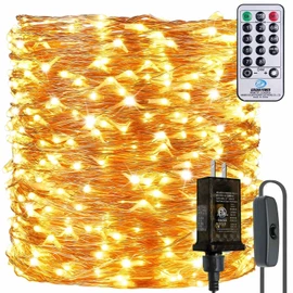 165Ft Ultra Long 500 LEDs String Lights Plug in, with Switch/Timer, Waterproof Dimmable Copper String Lights for Home/Holiday Decor, 8 Modes Fairy Lights with Remote, Warm White UL Listed