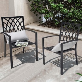 NUU GARDEN Patio Outdoor Dining Chairs Set of 4, Portable Patio Dining Chairs, Stackable Patio Chairs Metal Chairs for Backyard Lawn Deck Poolside Porch Bistro, Black