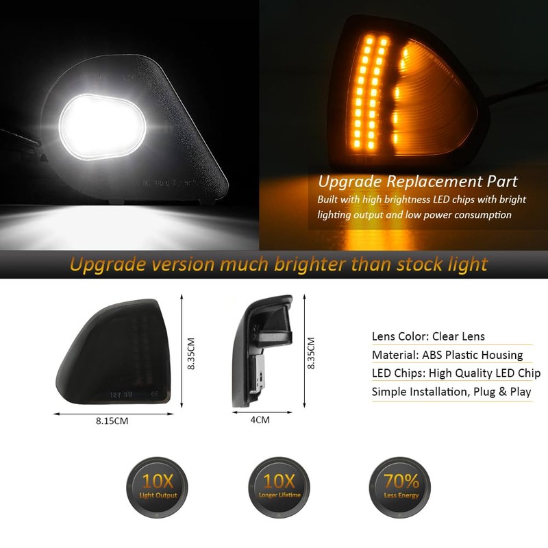 D-Lumina LED Side Mirror Turn Signal Puddle Lights Kit Driver