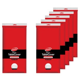 Neatiffy 54 x 108 Inch 6 Pack Rectangle Plastic Table Cloth Picnic/Camping/Party/Banquet Table Cover. Disposable/Reusable Tablecloths (Red, 6)