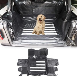 JeCar for Wrangler JL Pet Dog Barrier Rear Seat Divider Trunk Cargo Cover Water Proof Pet Seat Cover for 2018-2023 Jeep Wrangler JL & Unlimited 4 Door (American Flag)