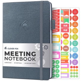 Clever Fox Meeting Notebook – Work & Business Organizer with Notes & Action Items – Notepad for Project Management & Meetings, A5 (Silver Black)