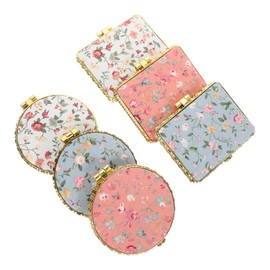 BIUDECO 6pcs Portable Compact Makeup Mirrors Foldable Handheld Travel Mirrors Mini Double-Sided Design for for Women The Go