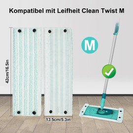Mop Cover for Leifheit Combi/Clean Twist M Micro Duo Floor Mop Replacement Cover Microfibre Mop Cloth Cover Pack of 5