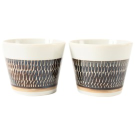 Mino ware Japanese Pottery Pair Sobachoko Tea Cup made in Japan (Japan Import) Rusty Brown Tobikanna STY002