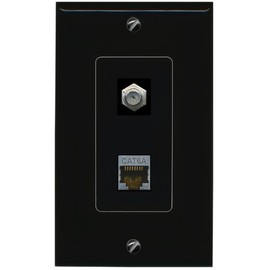 RiteAV CAT6A Coax Wall Plate Decorative [Black]