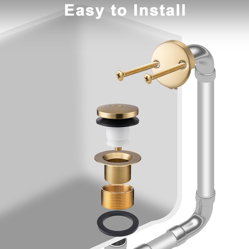 BOOMIBOO Bathtub Drain Tip-Toe Trim Set with Two-Hole Overflow Faceplate,