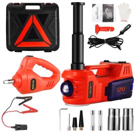 BENYAN Electric Car Jack Kit 5 Ton 12V Floor Jack with Impact Wrench and Tire Inflator Pump Portable Hydraulic Car Jack for SUV Sedans Tire Change with LED Light, Lifting Height 6 to 17.7 Inch