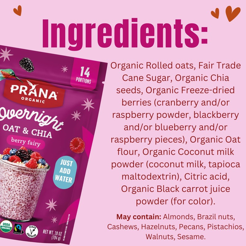 Prana Organic Overnight Chia with Oats Berry Fairy | Rich