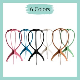 nevermindyrhead 2 Pack wig stand 6 Colors. Portable and collapsible, durable wig head stand for displaying your wigs, hats or head pieces (White)