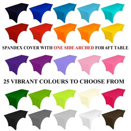 pod linen spandex stretch cover tablecloth for 6ft table 1SIDE ARCHED/BUFFET/DJ 183x75x75cm (red bright)
