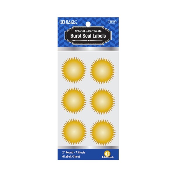 BAZIC 2" Gold Foil Notary/Certificate Seal Label (42/Pack) (Case of 24)