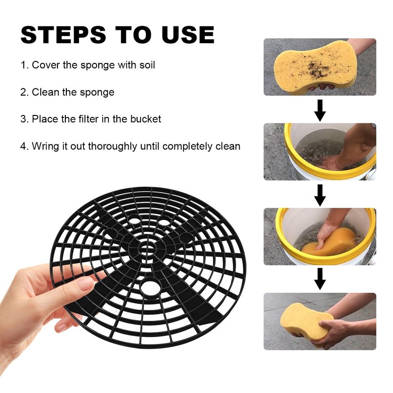 2PCS Car Wash Bucket Insert, Plastic Vehicle Wash Dirt Guard
