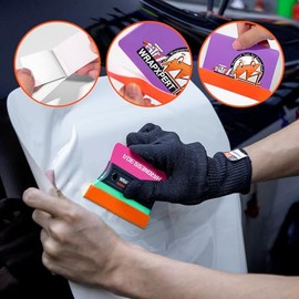 WRAPXPERT - Fieltros de escobillas, cinta de fieltro naranja con respaldo adhesivo para 4 pulgadas, pulidor de vinilo para kit de tinte d...