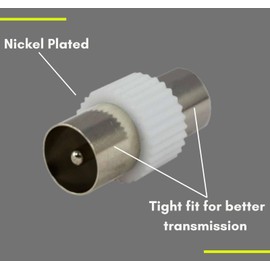 Nesthetics TV Aerial Coaxial Cable Connectors - Premium Nickel Plated 2x Male and 2x Female Connectors for Seamless Signal Transmission - Coaxial TV Aerial Connector Kit RF Coax Aerial Adapters