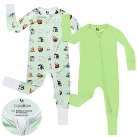 Bamboo Viscose Baby Pajamas 2 Way Zip for Diaper Change 0 to 24 Month Soft Stretchy Sleeper 2 Pack