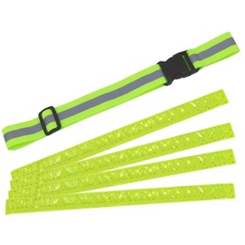 com-four® 5-piece reflector set, stretchy reflective tape and snap bracelets for better visibility in road traffic (05 pieces - webbing + snap strap)