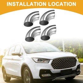 Partuto 4 Pcs 1.5" Universal Stainless Steel 90 Degree Exhaust Elbow Pipe - SS304 Stainless Steel Silver Tone