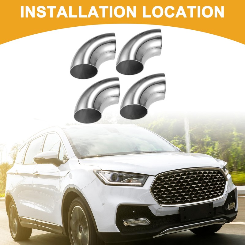 Partuto 4 Pcs 1.5" Universal Stainless Steel 90 Degree Exhaust