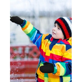 3 Pairs Kids Winter Gloves Children Stretchy Warm Gloves Soft Knit Kids Gloves Toddler Stretch Mittens (Dark Color, 5-10 Years)