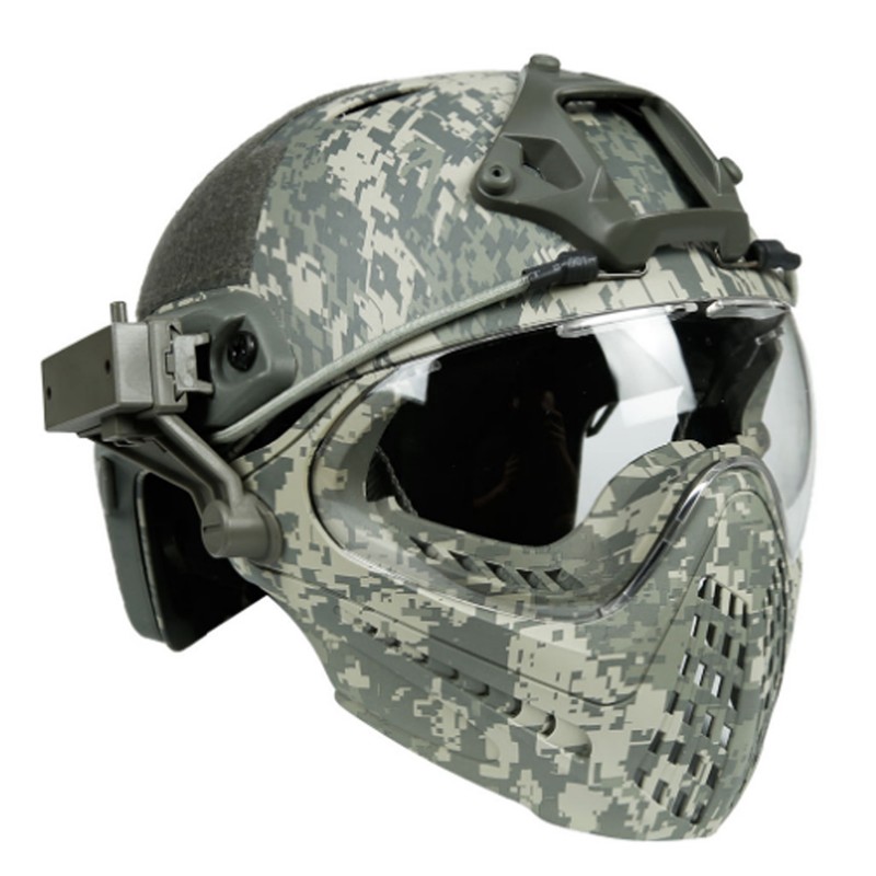 Camouflage Simple Assemble Disassembly Integrated Protection Tactics Helmet with Face