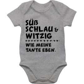 Shirtracer - Baby Bodysuit Boy Girl - Sayings - Cute Smart and Funny : wie meine Tante eben, 1 grey mottled