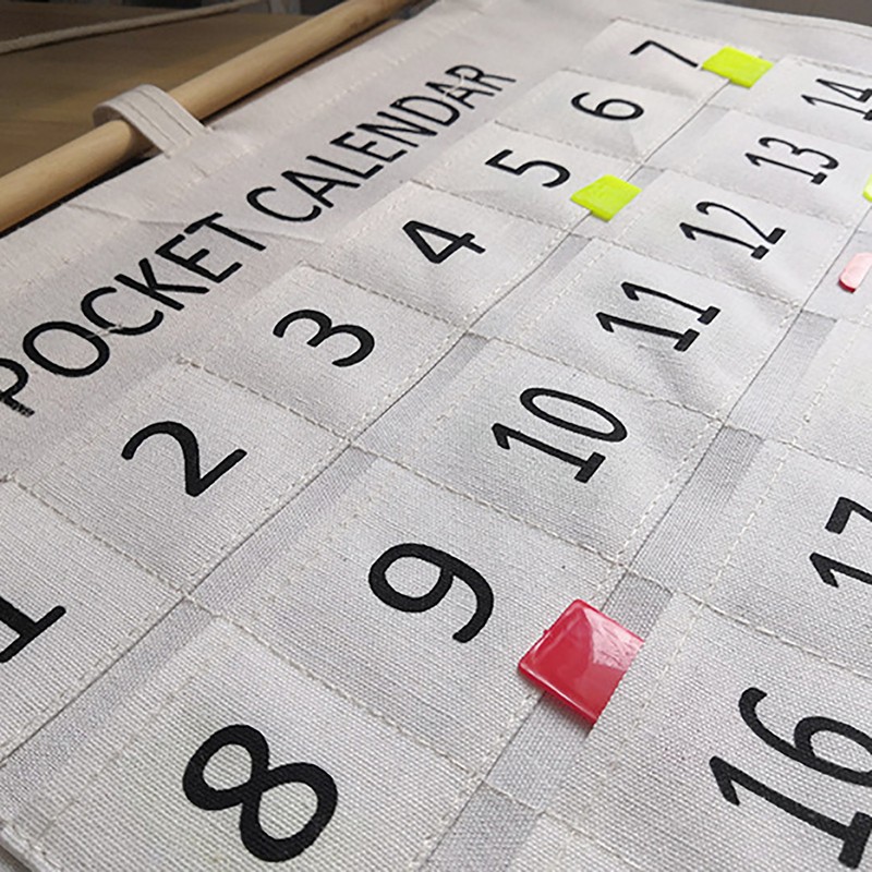 Numbered Calendar Pocket Chart Cotton and Linen Morning Check Classroom