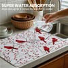 Dish Drying Mat For Kitchen Counter, Cardinal Bird Red Berry