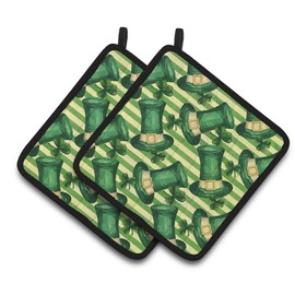 Caroline's Treasures BB7558PTHD Watercolor St Patrick's Day Leprechan Hat Pair of Pot Holders, 7.5HX7.5W, Multicolor