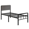 Fly-CTsoar 18 Inch Twin Bed Frame with Upholstered Headboard and