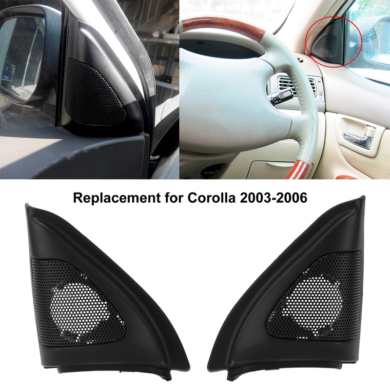 Pair Car Door Speaker Cover Audio Tweeter Trim Black Replacement
