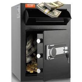VEVOR 2.5 Cub Depository Safe, Deposit Safe with Drop Slot, Electronic Code Lock and 2 Emergency Keys, 20.27'' x 13.97'' x 13.97'' Business Drop Slot Safe for Cash, Mail in Home, Hotel, Office