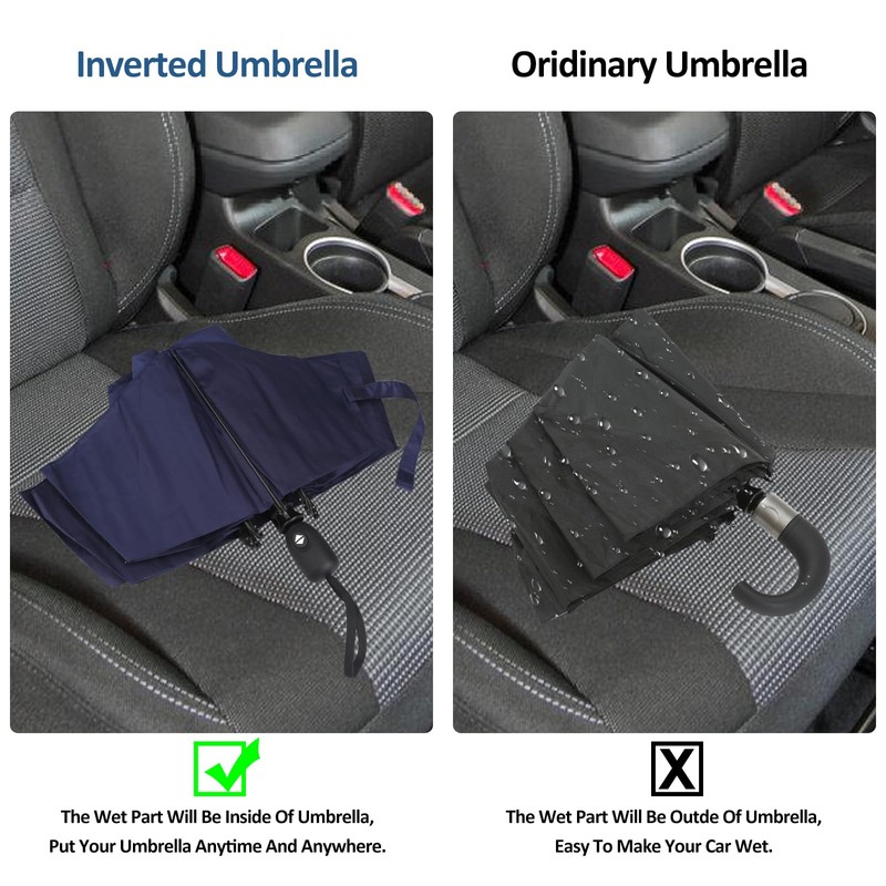 Compact Umbrella Windproof Strong - Automatic Windproof Inverted Umbrellas, Durable