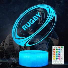 POSSHE Rugby Night Light, Football Gifts for Girl, 3D Illusion Night Light with 16 Colors Changing, Remote Control and Timer, Kids Boy Girl Room Decoration for Holiday Birthday Christmas