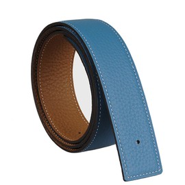 Vatee's Reversible Genuine Leather Belt Without Buckle for Men Replacement Strap 29 mm/34 mm/38 mm Wide, 113: Earth Yellow/Light Blue