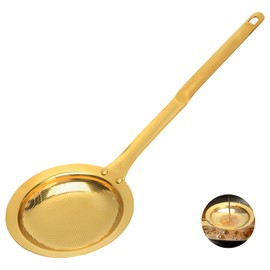 Snailhouse Fat Skimmer Spoon, Stainless Steel Fine Mesh Food Strainer Separator with Handle for Grease, Gravy and Foam, Gold