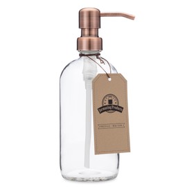 Jarmazing Products Clear Glass Pint Jar Soap and Lotion Dispenser with Metal Pump (Copper)