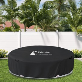 Krismile 10 ft Steel Round Stock Tank Pool Cover, Waterproof UV Resistant Full Coverage Stock Tank Pool Cover, Upgraded with Wire Rope & Winch Fixed Increase Stability(Only, Cover)